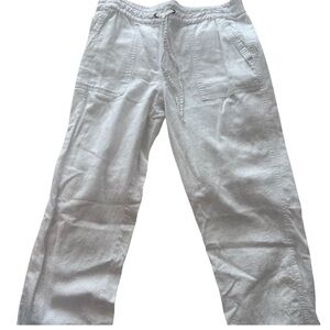 Nicole Miller New York White Linen Drawstring Pants Size L